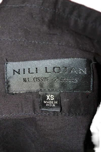 Nili Lotan Womens Black Cotton Collared Long Sleeve Basic Button-Up Size XS