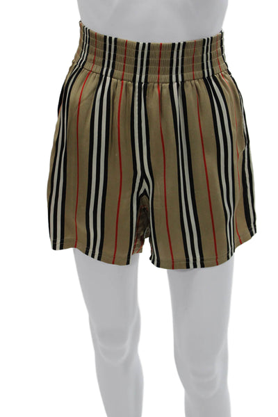 Burberry Womens Striped Silk Pull On Shorts Multicolor Size 2