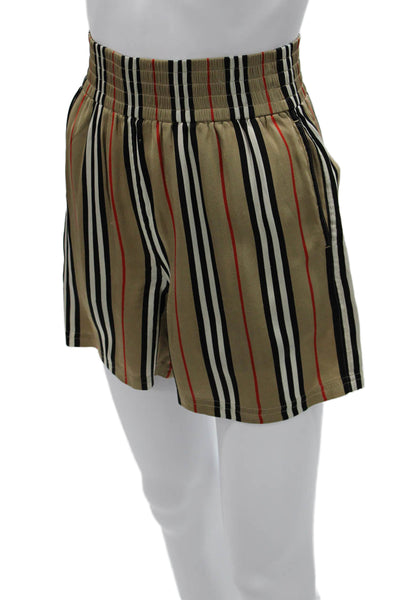 Burberry Womens Striped Silk Pull On Shorts Multicolor Size 2