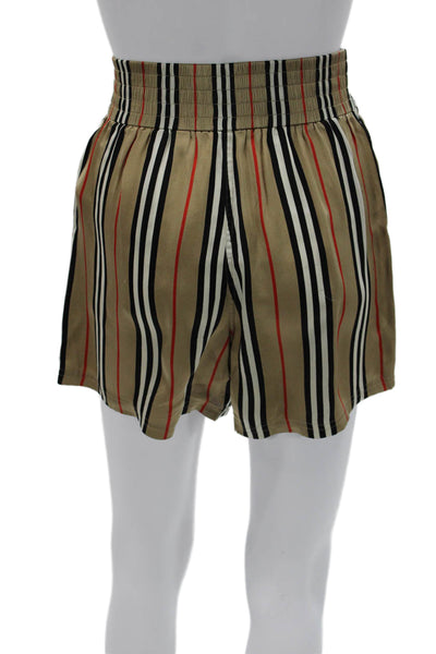 Burberry Womens Striped Silk Pull On Shorts Multicolor Size 2