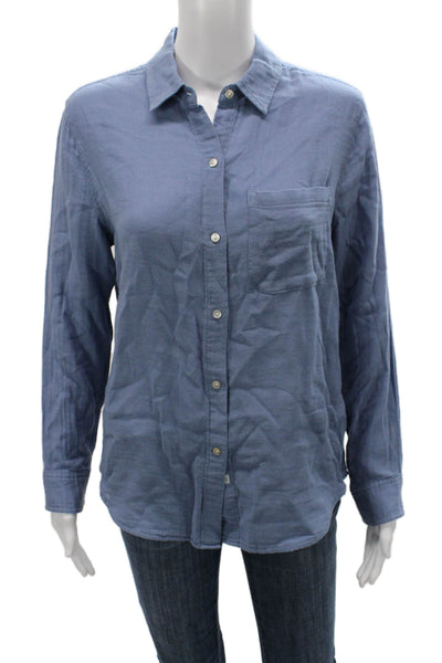 Rails Womens Basic Blue Cotton Collared Long Sleeve Button-Up Size S