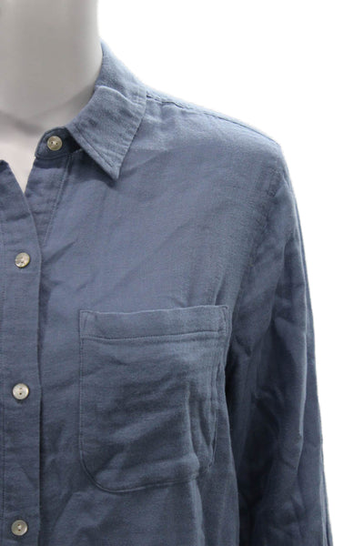 Rails Womens Basic Blue Cotton Collared Long Sleeve Button-Up Size S