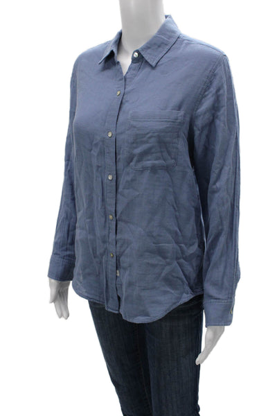 Rails Womens Basic Blue Cotton Collared Long Sleeve Button-Up Size S