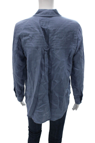 Rails Womens Basic Blue Cotton Collared Long Sleeve Button-Up Size S