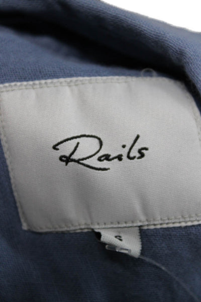 Rails Womens Basic Blue Cotton Collared Long Sleeve Button-Up Size S