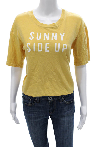 Sundry Womens Basic Cotton Short Sleeve Crew Neck T-Shirt Yellow Size 1