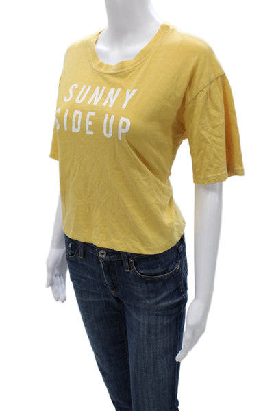 Sundry Womens Basic Cotton Short Sleeve Crew Neck T-Shirt Yellow Size 1