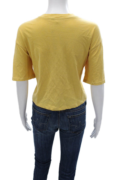 Sundry Womens Basic Cotton Short Sleeve Crew Neck T-Shirt Yellow Size 1