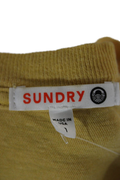 Sundry Womens Basic Cotton Short Sleeve Crew Neck T-Shirt Yellow Size 1