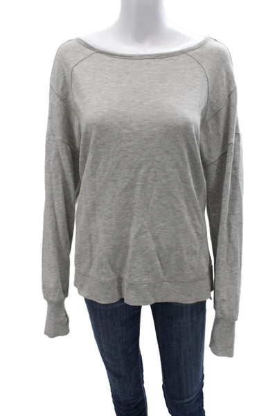 Sweaty Betty Womens Pullover Casual Gray Boat Neck Cotton Long Sleeve Size S