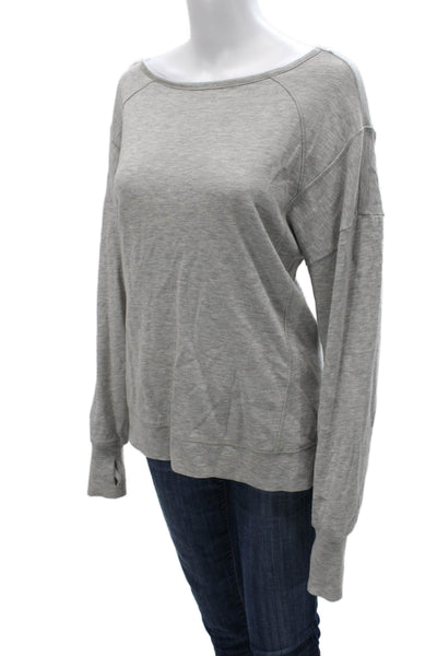 Sweaty Betty Womens Pullover Casual Gray Boat Neck Cotton Long Sleeve Size S