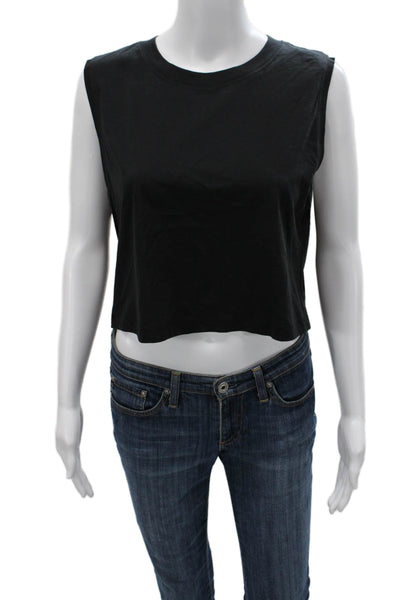 Lululemon Women Cropped Tank Black Cotton Sleeveless Crew Neck Size 4