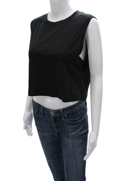 Lululemon Women Cropped Tank Black Cotton Sleeveless Crew Neck Size 4