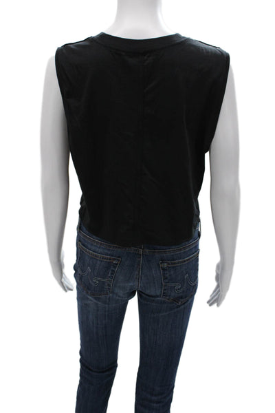 Lululemon Women Cropped Tank Black Cotton Sleeveless Crew Neck Size 4
