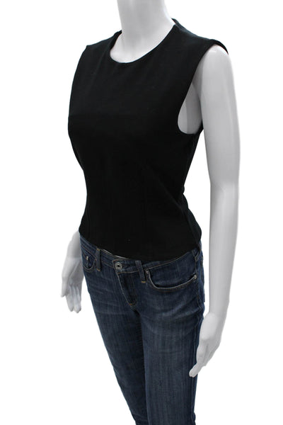 Zara Women Basic Sleeveless Tank Black Polyester Round Neck Size L
