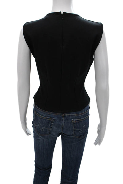 Zara Women Basic Sleeveless Tank Black Polyester Round Neck Size L