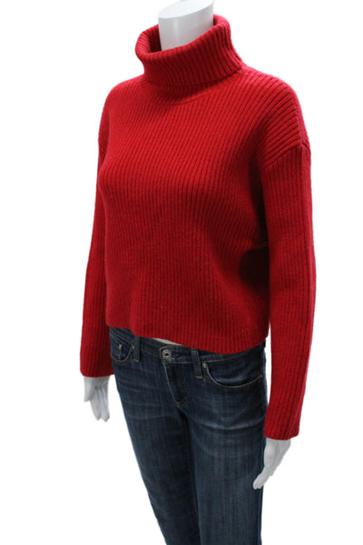 Line And Dot Women Red Turtleneck Pullover Sweater Long Sleeve Acrylic Size S