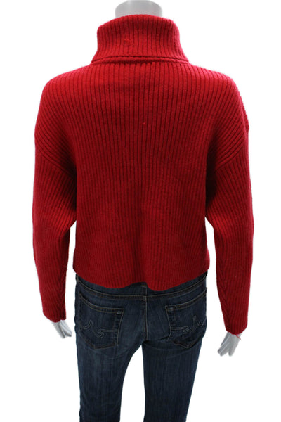 Line And Dot Women Red Turtleneck Pullover Sweater Long Sleeve Acrylic Size S