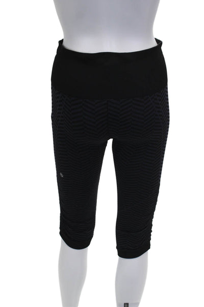 Lululemon Womens Capri Leggings Black Chevron Nylon Size 6