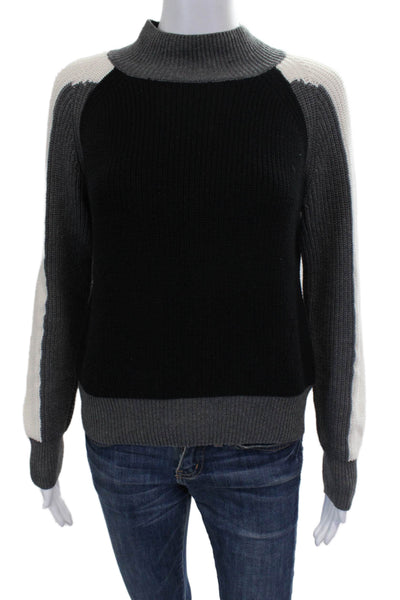 525 America Womens Black Cotton Mock Neck Pullover Sweater Size S