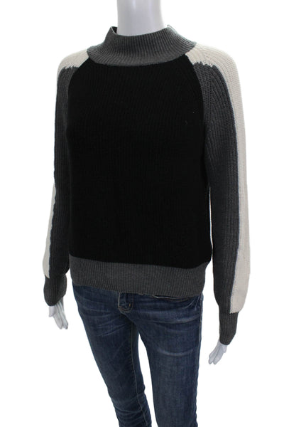 525 America Womens Black Cotton Mock Neck Pullover Sweater Size S