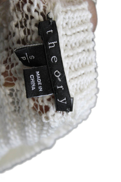 Theory Women Pullover Sweater White Striped Crewneck Long Sleeve Size S