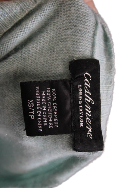 Cashmere Womens V-Neck 3/4 Sleeve Cardigan Green Size XS