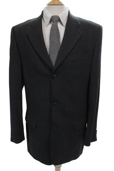 Bachrach Mens Gray Wool Blazer Solid Size 42