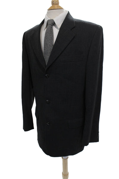 Bachrach Mens Gray Wool Blazer Solid Size 42