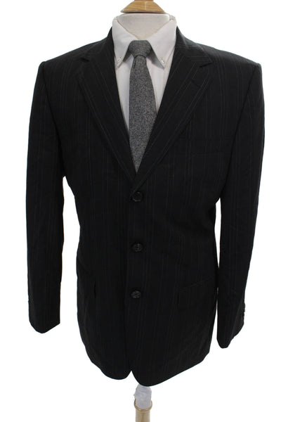 Boss Hugo Boss Men Blazer Black Wool Striped Size 40