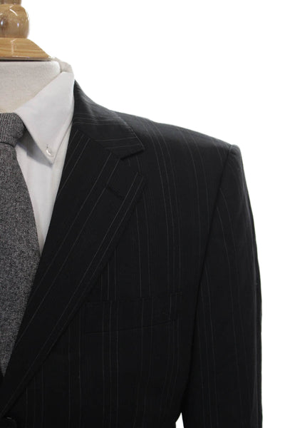 Boss Hugo Boss Men Blazer Black Wool Striped Size 40