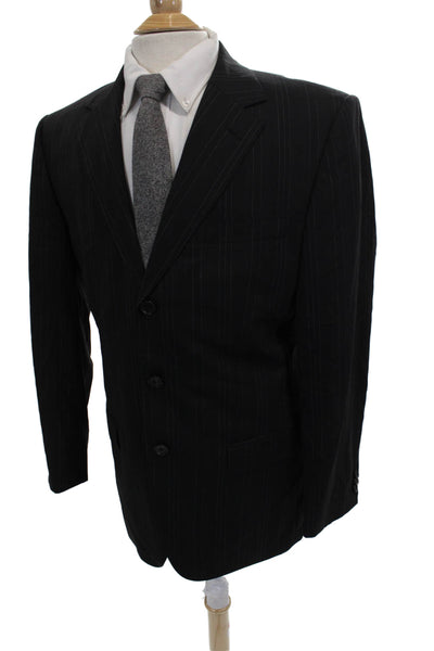 Boss Hugo Boss Men Blazer Black Wool Striped Size 40