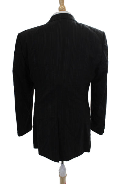 Boss Hugo Boss Men Blazer Black Wool Striped Size 40