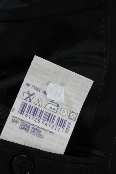 Boss Hugo Boss Men Blazer Black Wool Striped Size 40