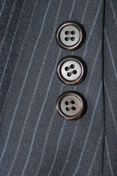 Hickey Freeman Mens Wool Striped Blazer Blue Size 43