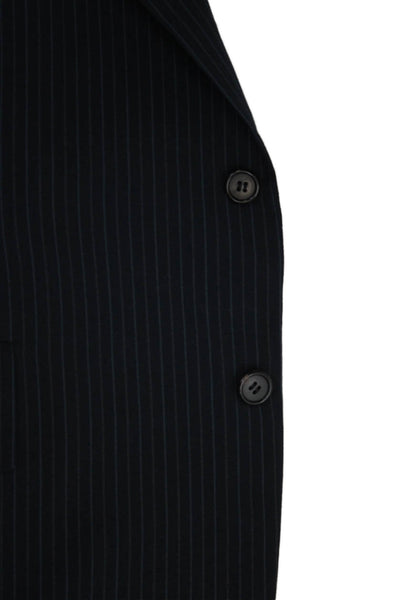 Hickey Freeman Mens Wool Striped Blazer Blue Size 43