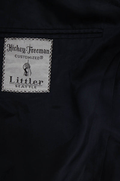 Hickey Freeman Mens Wool Striped Blazer Blue Size 43