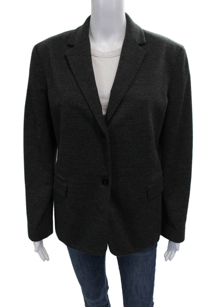 Theory Womens Blazer Gray Check Cotton Button Long Sleeve Size 10