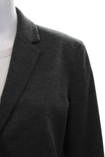 Theory Womens Blazer Gray Check Cotton Button Long Sleeve Size 10