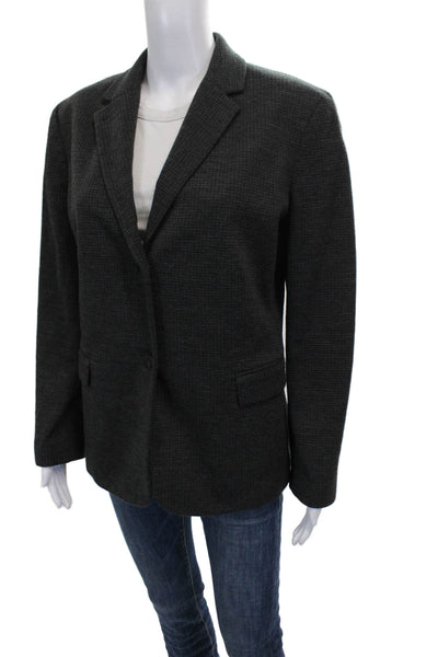 Theory Womens Blazer Gray Check Cotton Button Long Sleeve Size 10