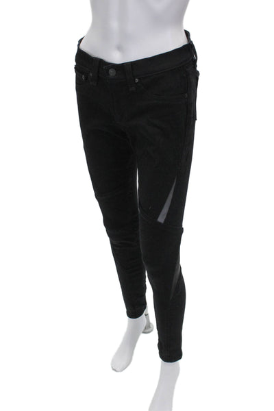 Rag & Bone Jean Women Skinny Black Jeans Mid Rise Button Size 27