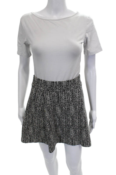 Theory Womens Black Skater Skirt Herringbone Cotton Mini Size PP