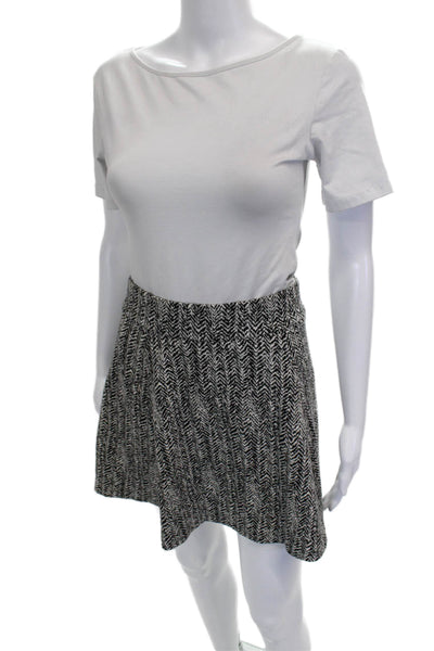 Theory Womens Black Skater Skirt Herringbone Cotton Mini Size PP