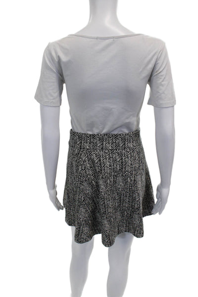 Theory Womens Black Skater Skirt Herringbone Cotton Mini Size PP