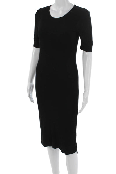 Me + Em Womens Bodycon Dress Black Lyocell Half Sleeve Knee Size 8