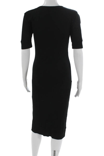 Me + Em Womens Bodycon Dress Black Lyocell Half Sleeve Knee Size 8