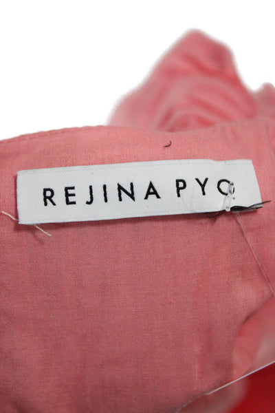 Rejina Pyo Womens A-Line Midi Dress Pink Cotton V-Neck Zip Short Sleeve Size 6