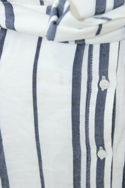 Zara Woman Womens Shirt Dress White Striped Linen Midi Size XS
