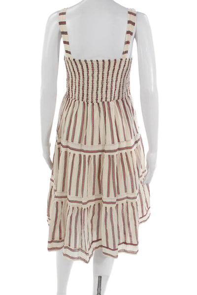 MNG Girls Beige Cotton Striped Sundress Square Neck Sleeveless Size S