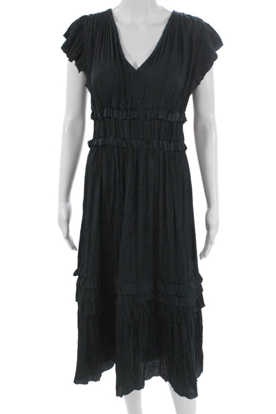 Modern Citizen Women Black V-Neck Short Sleeve Maxi Dress Size XS